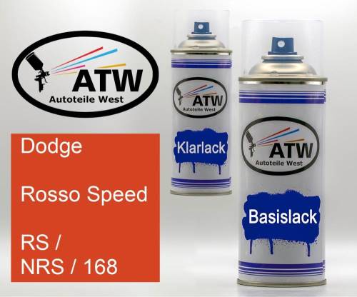 Dodge, Rosso Speed, RS / NRS / 168: 400ml Sprühdose + 400ml Klarlack - Set, von ATW Autoteile West.